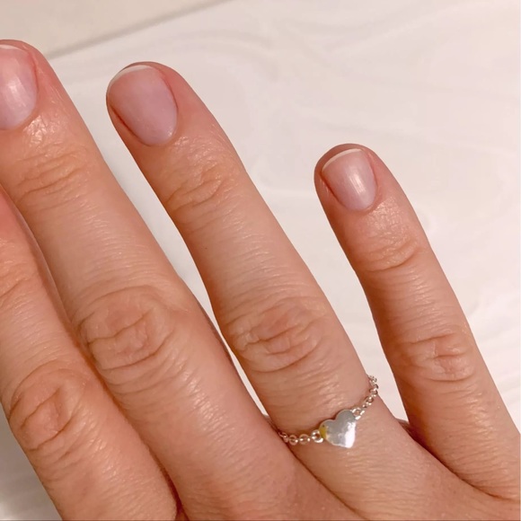 Ring heart chain 925 genuine adjustable womens - Picture 8 of 8